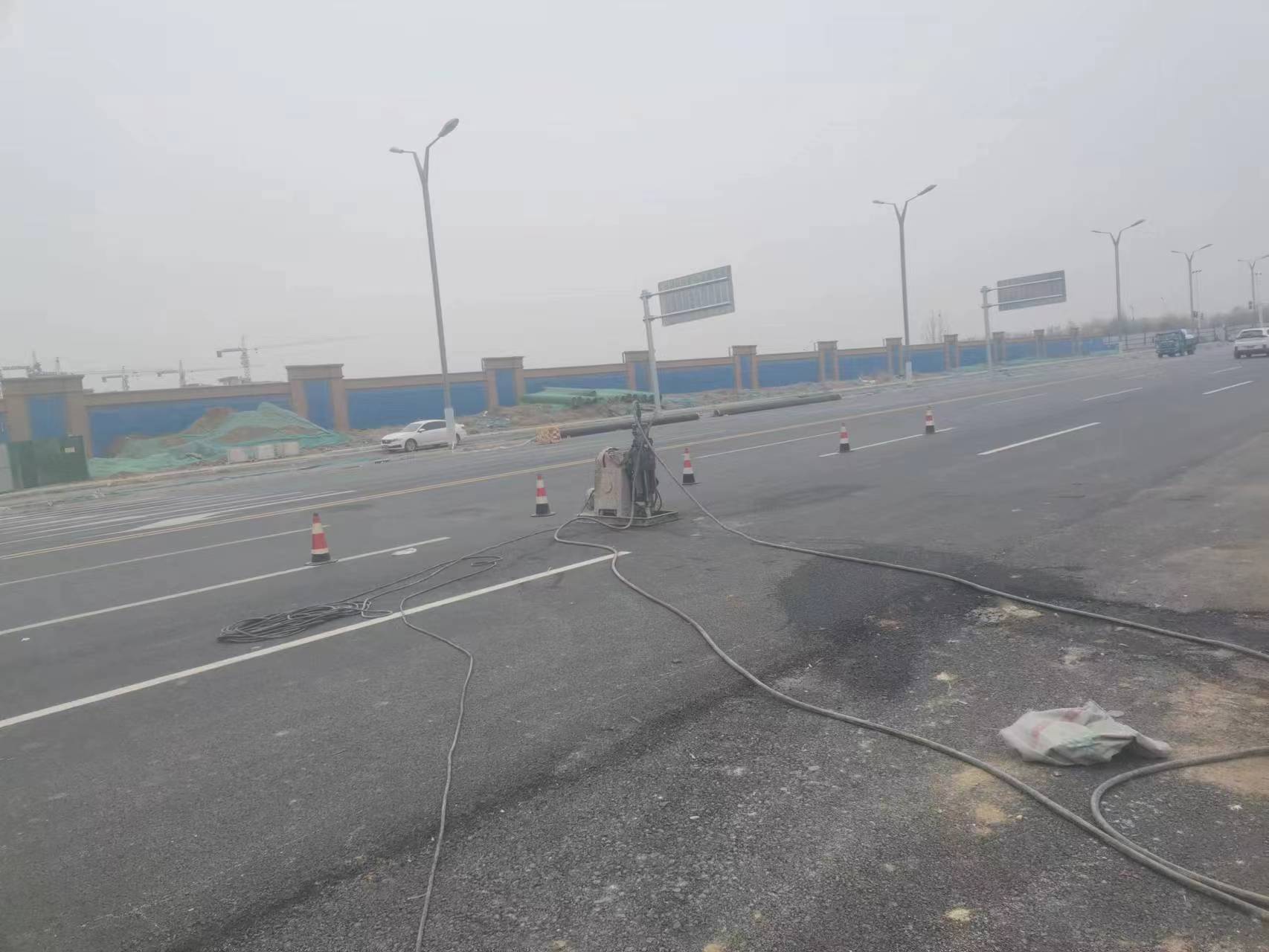 干河街道马路注浆